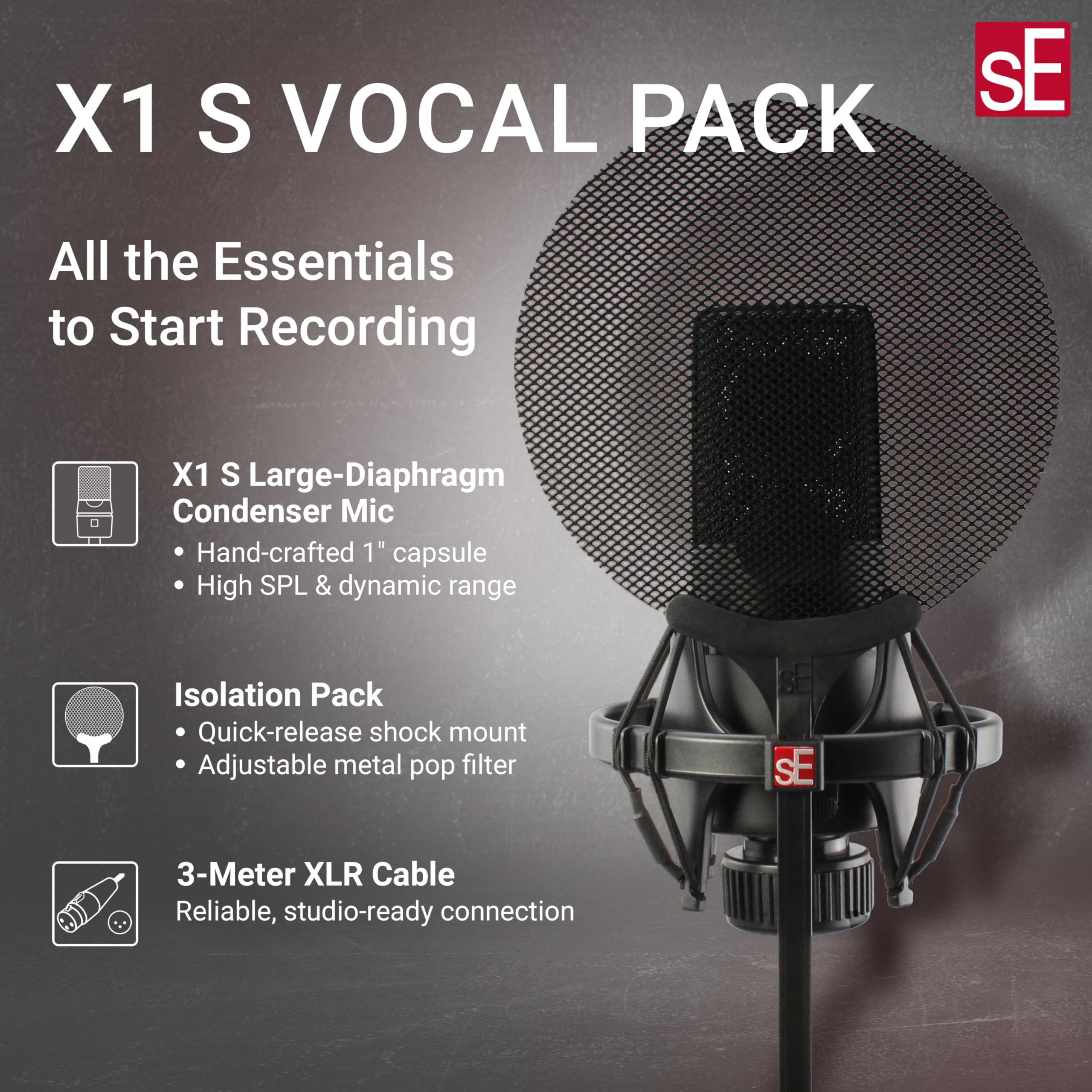 Amazon.com: SE ELECTRONICS X1 S Vocal Pack with X1 S 1” Large